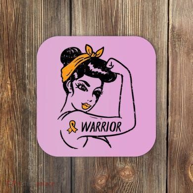 Unbreakable Warrior Orange Ribbon Leukemia Awareness Coaster