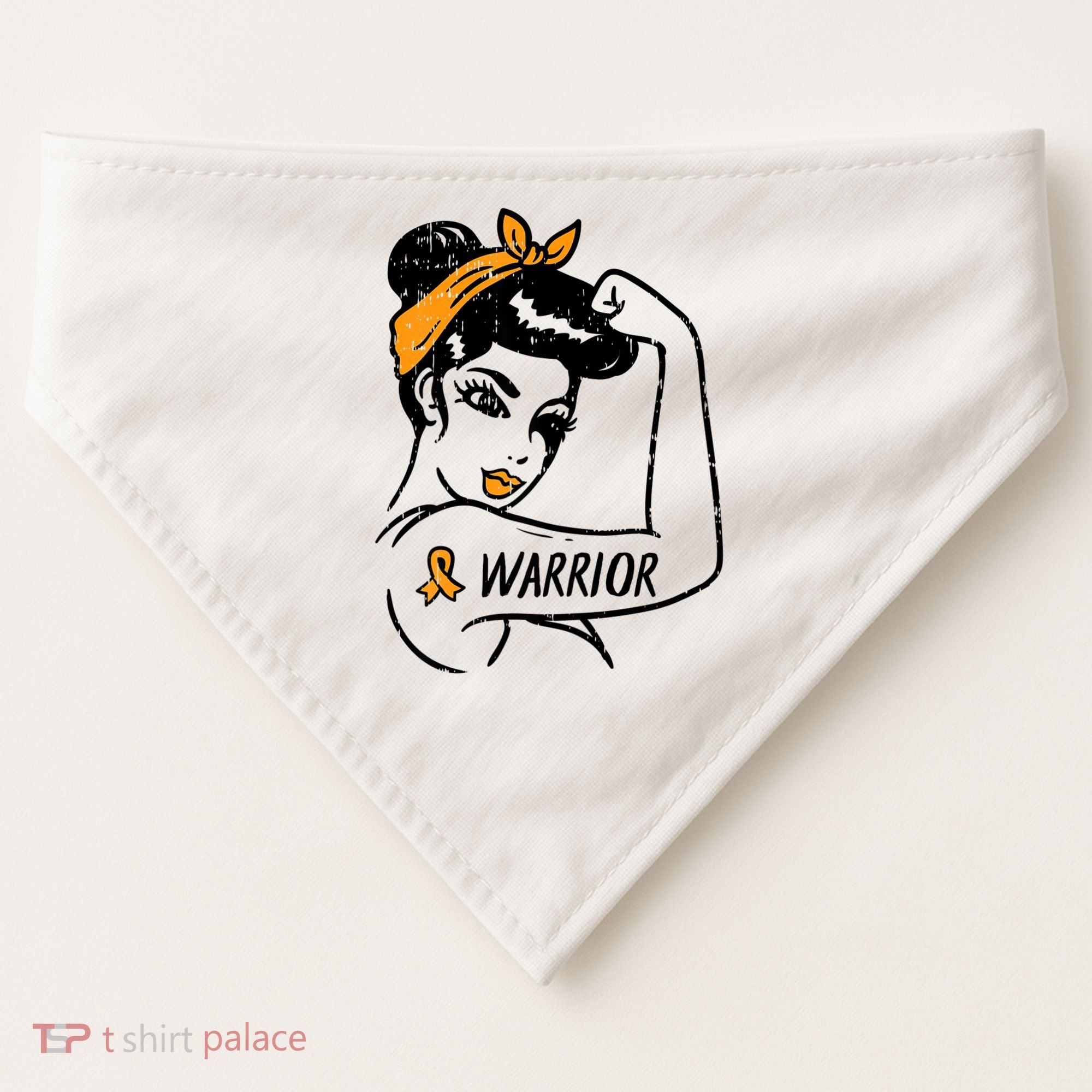 Unbreakable Warrior Orange Ribbon Leukemia Awareness USA-Made Doggie Bandana