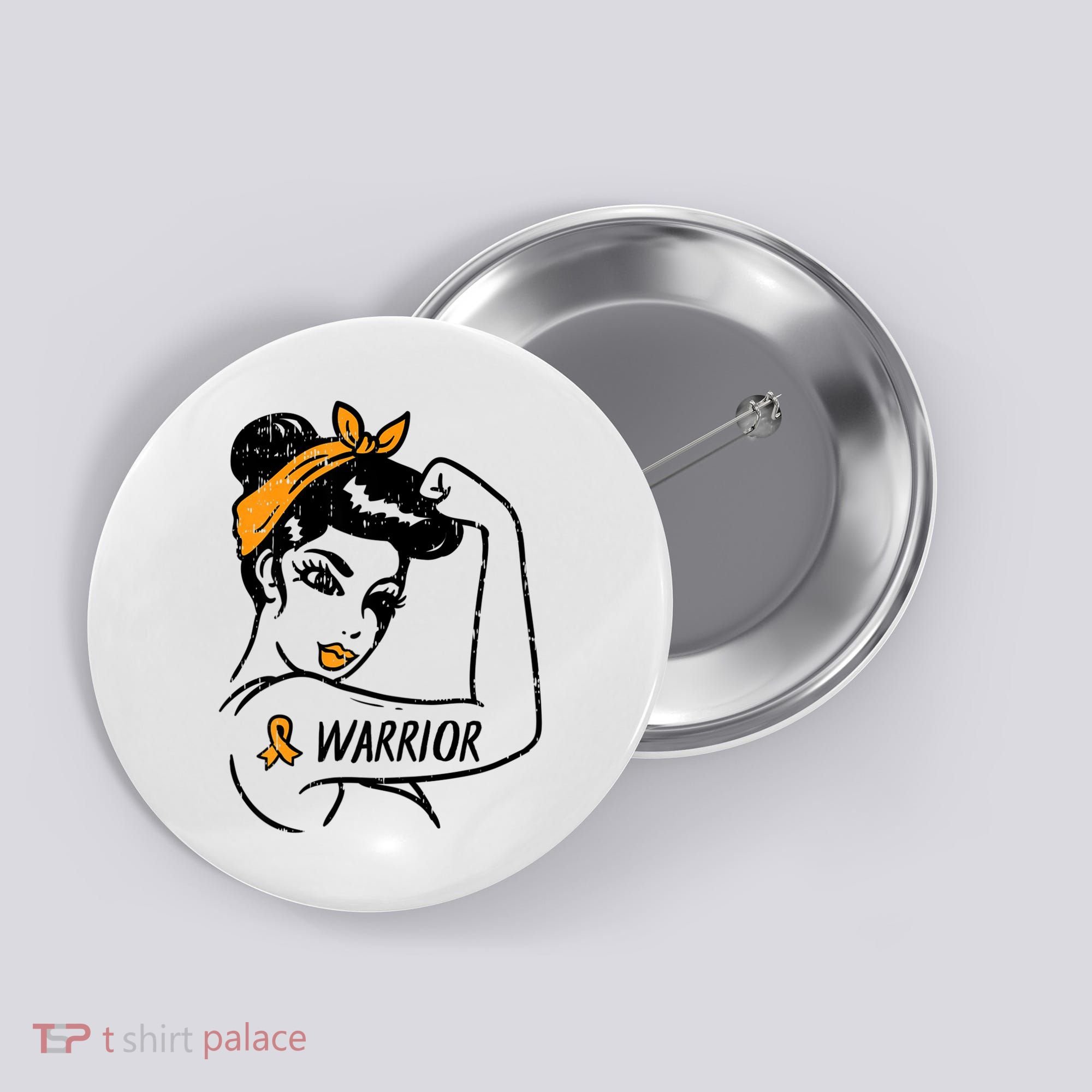 Unbreakable Warrior Orange Ribbon Leukemia Awareness Button