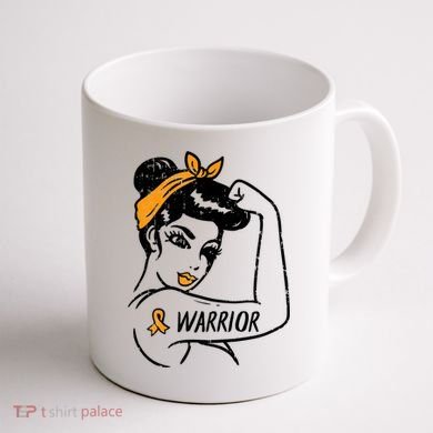 Unbreakable Warrior Orange Ribbon Leukemia Awareness Coffee Mug back