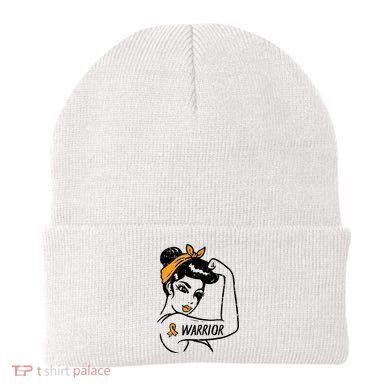Unbreakable Warrior Orange Ribbon Leukemia Awareness Beanie