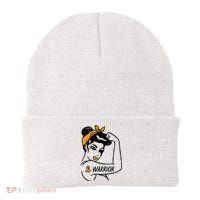 Unbreakable Warrior Orange Ribbon Leukemia Awareness Beanie thumb 0