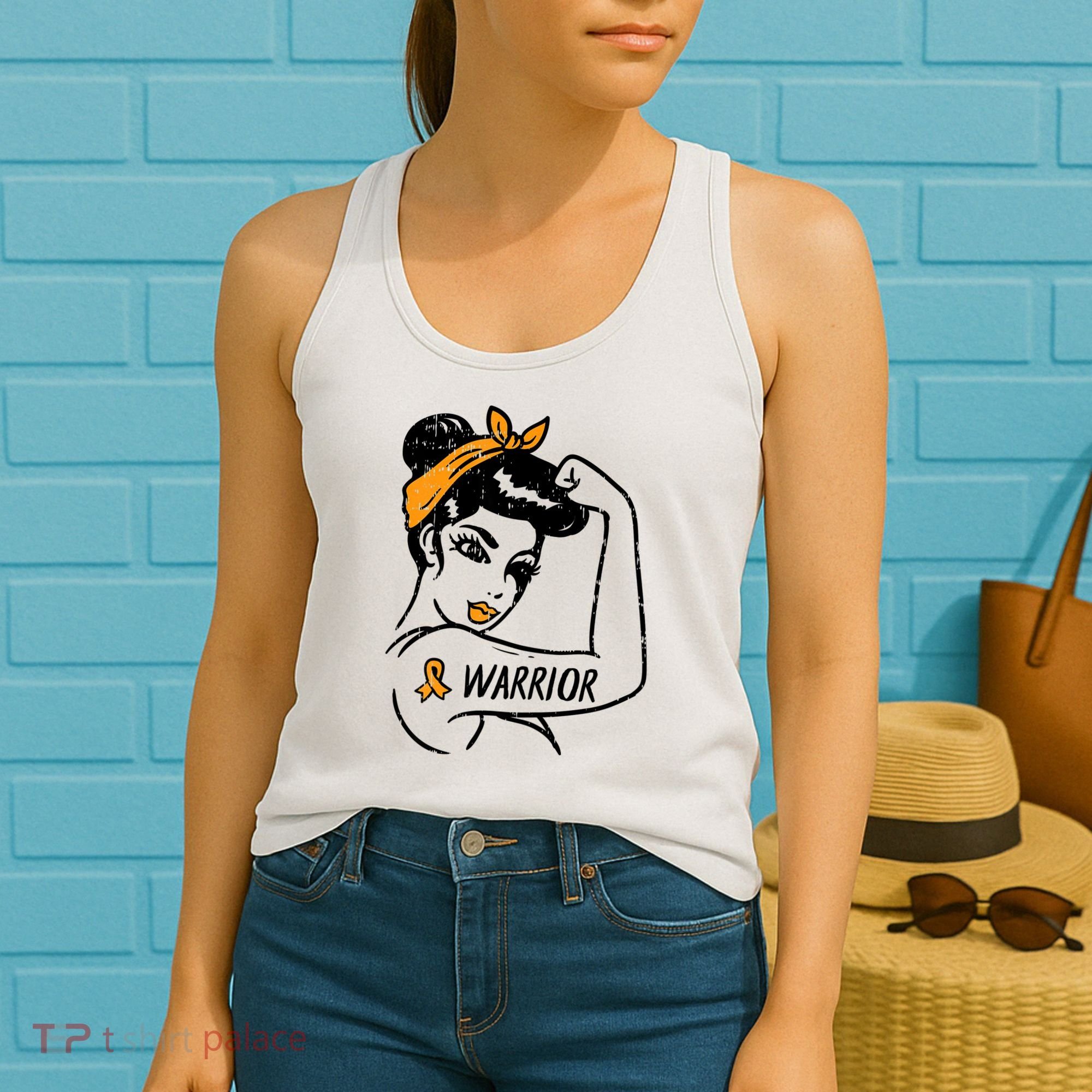 Unbreakable Warrior Orange Ribbon Leukemia Awareness Women's Tank Top