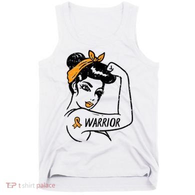 Unbreakable Warrior Orange Ribbon Leukemia Awareness Tank Top