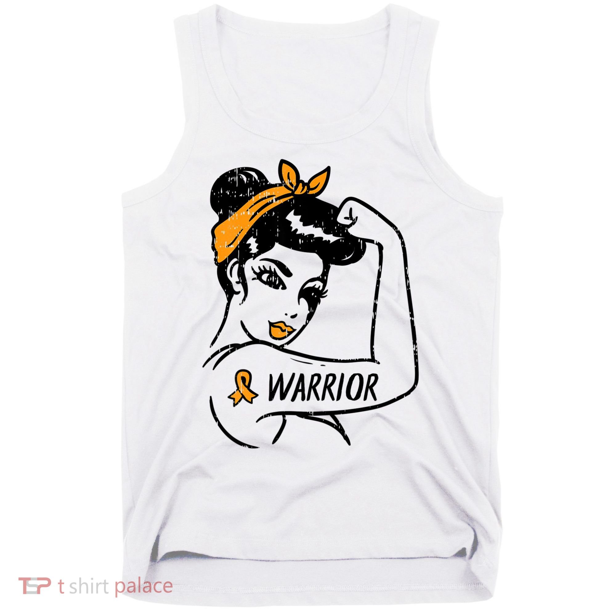 Unbreakable Warrior Orange Ribbon Leukemia Awareness Tank Top