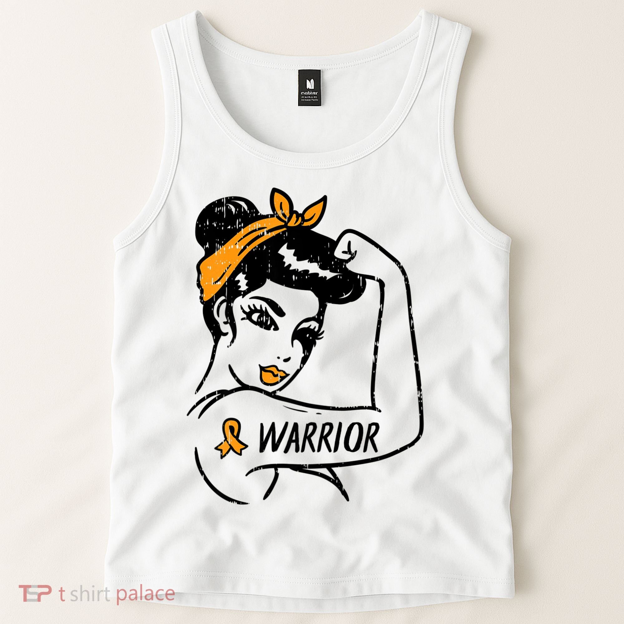 Unbreakable Warrior Orange Ribbon Leukemia Awareness Tank Top