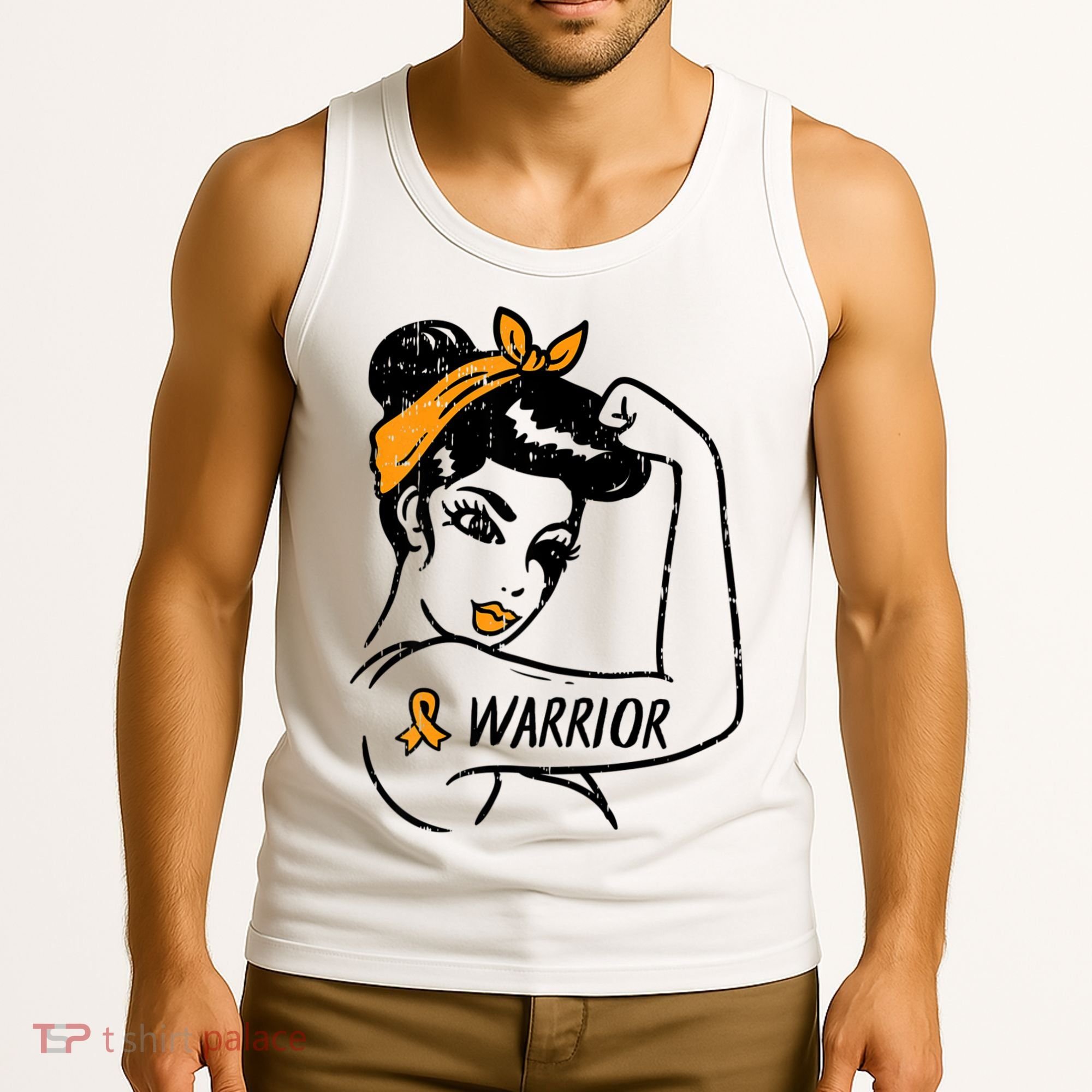 Unbreakable Warrior Orange Ribbon Leukemia Awareness Tank Top