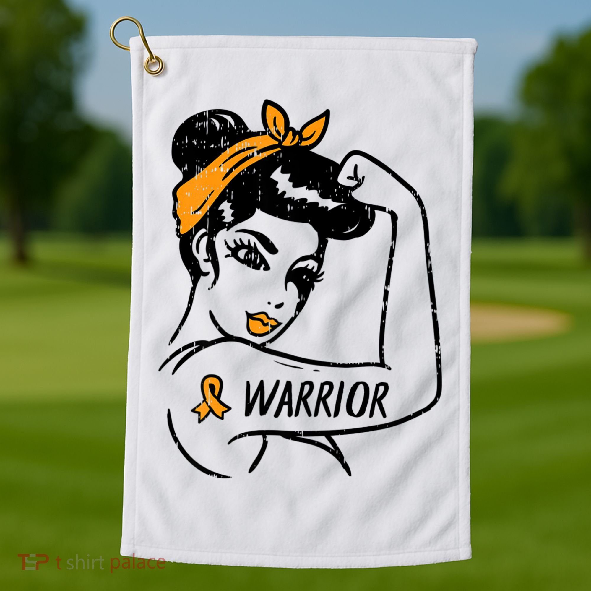 Unbreakable Warrior Orange Ribbon Leukemia Awareness Golf Towel