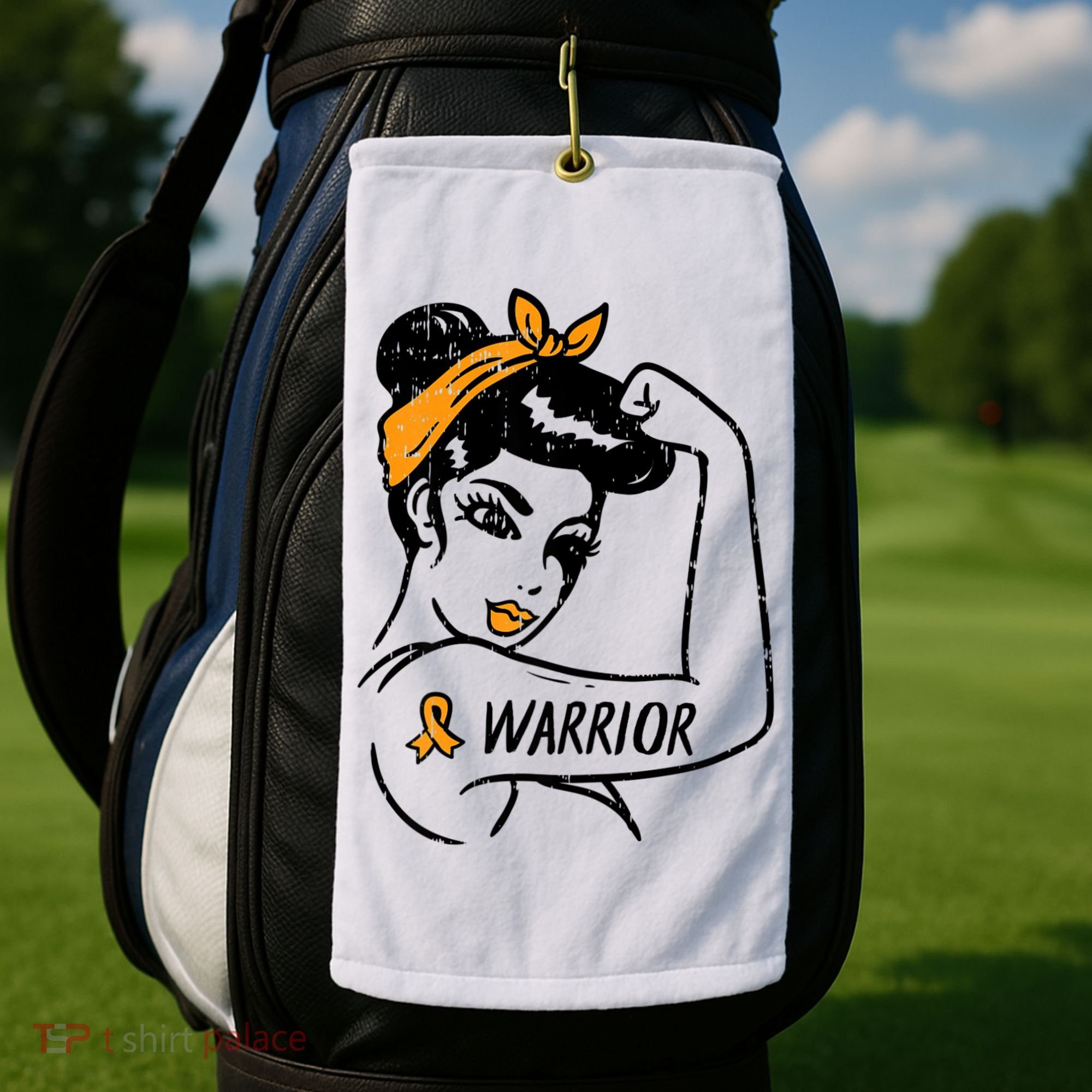 Unbreakable Warrior Orange Ribbon Leukemia Awareness Golf Towel
