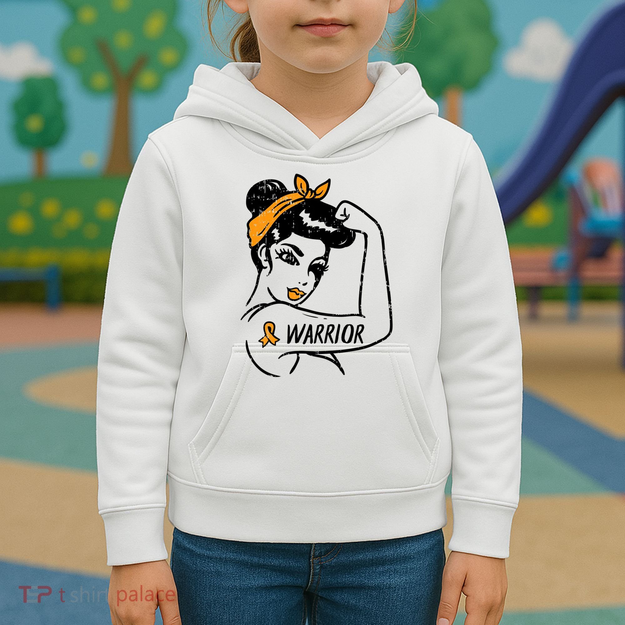 Unbreakable Warrior Orange Ribbon Leukemia Awareness Kids Hoodie
