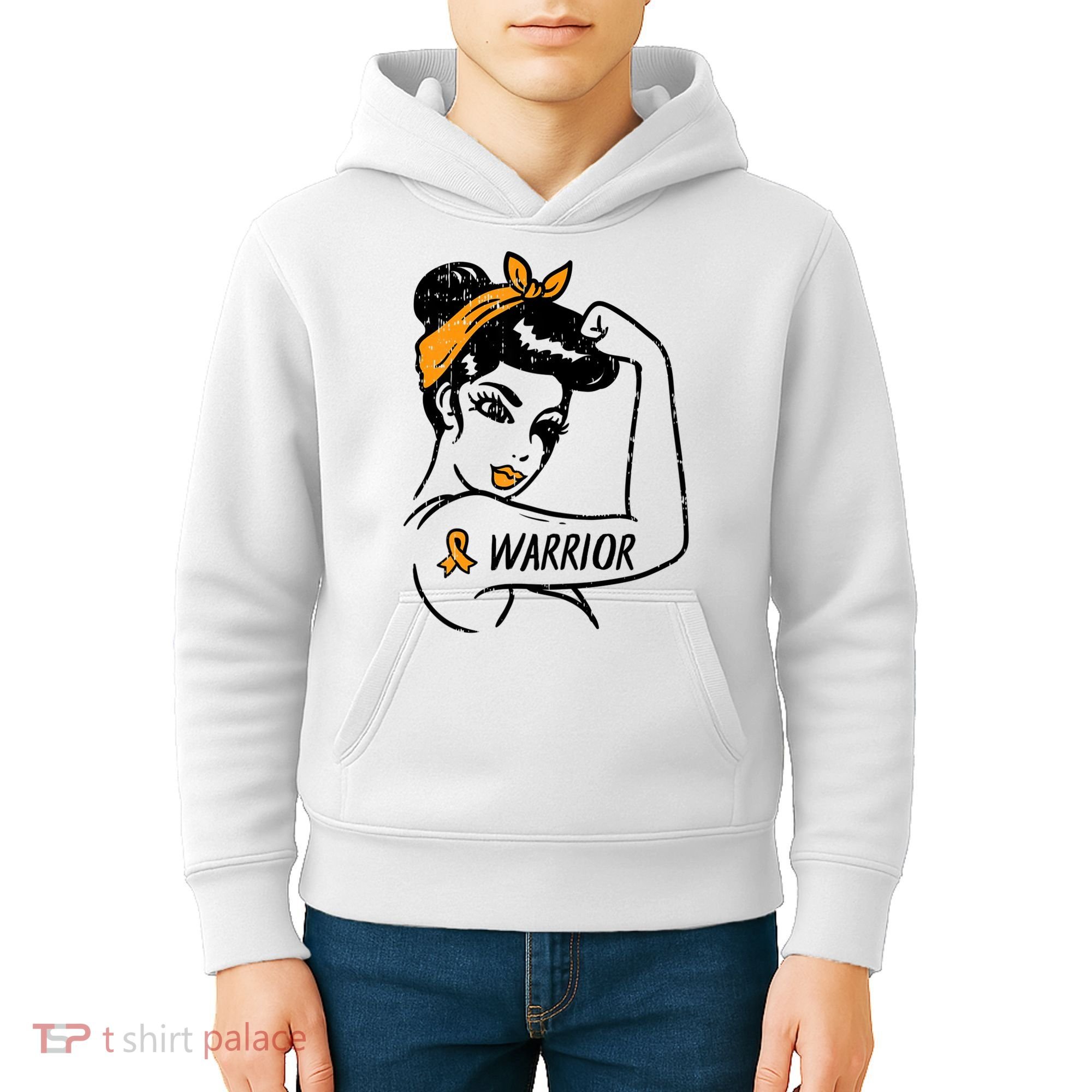 Unbreakable Warrior Orange Ribbon Leukemia Awareness Kids Hoodie