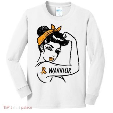 Unbreakable Warrior Orange Ribbon Leukemia Awareness Kids Long Sleeve Shirt