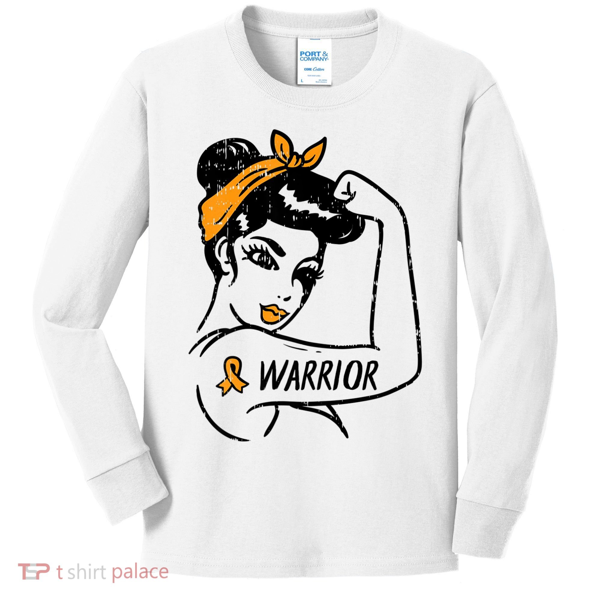 Unbreakable Warrior Orange Ribbon Leukemia Awareness Kids Long Sleeve Shirt
