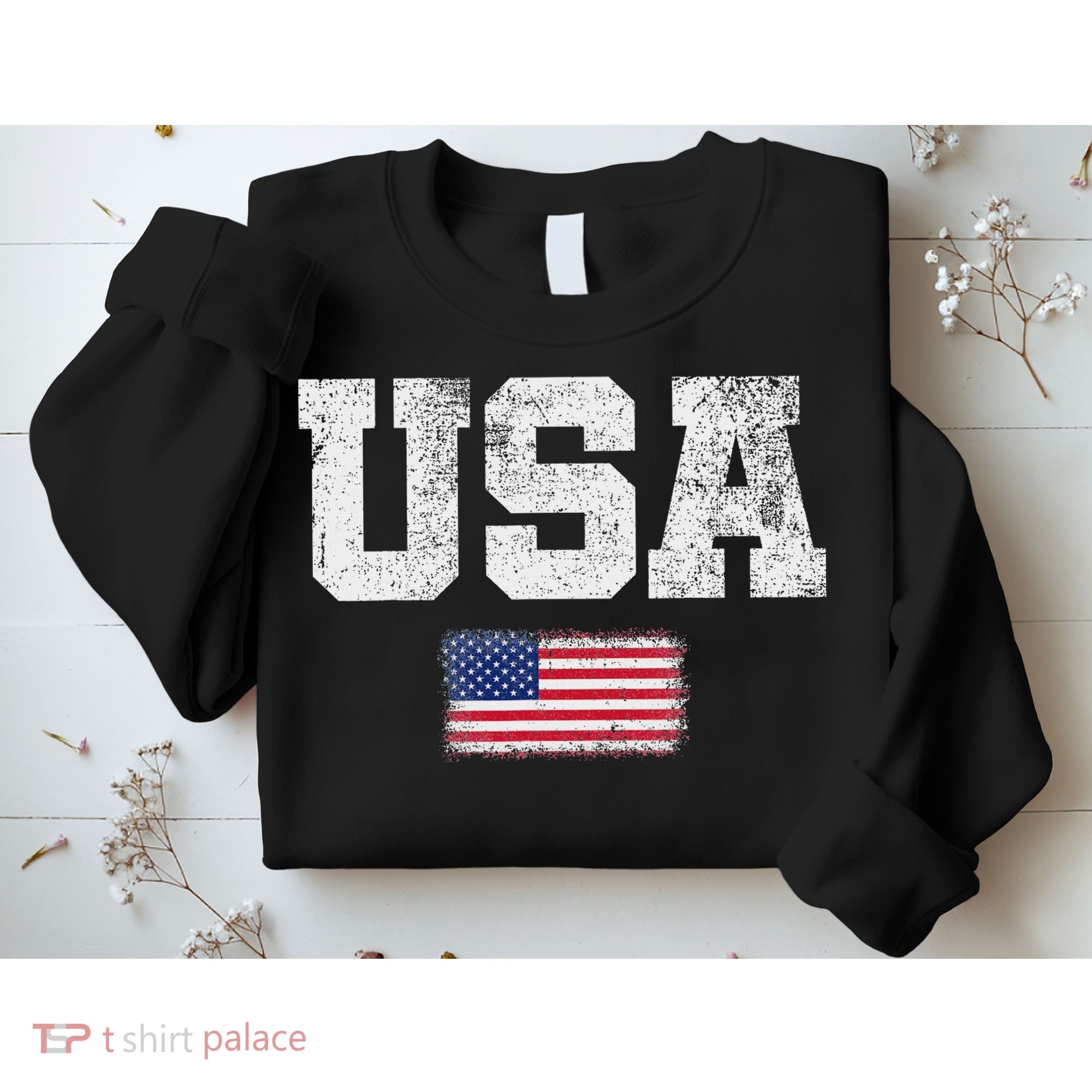 Usa Women Patriotic American Us Flag July 4th Sweatshirt