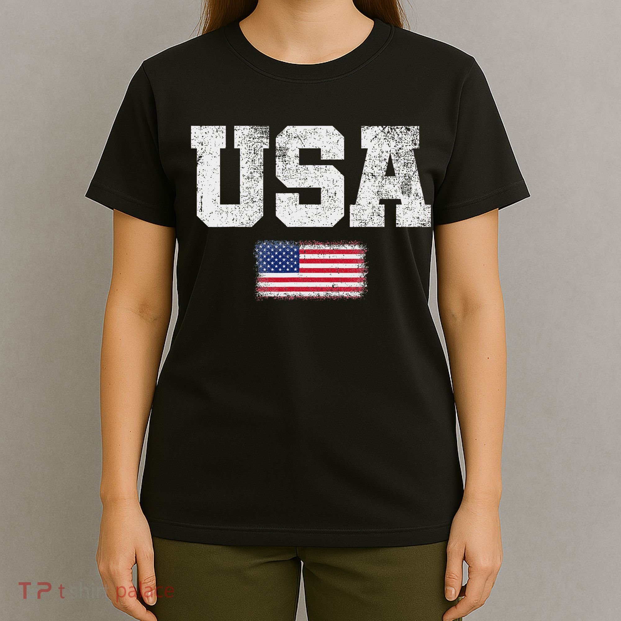 Usa Women Patriotic American Us Flag July 4th T-Shirt