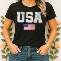 Usa Women Patriotic American Us Flag July 4th Women's T-Shirt thumb 2
