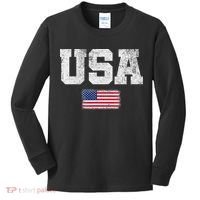 Usa Women Patriotic American Us Flag July 4th Kids Long Sleeve Shirt thumb 0