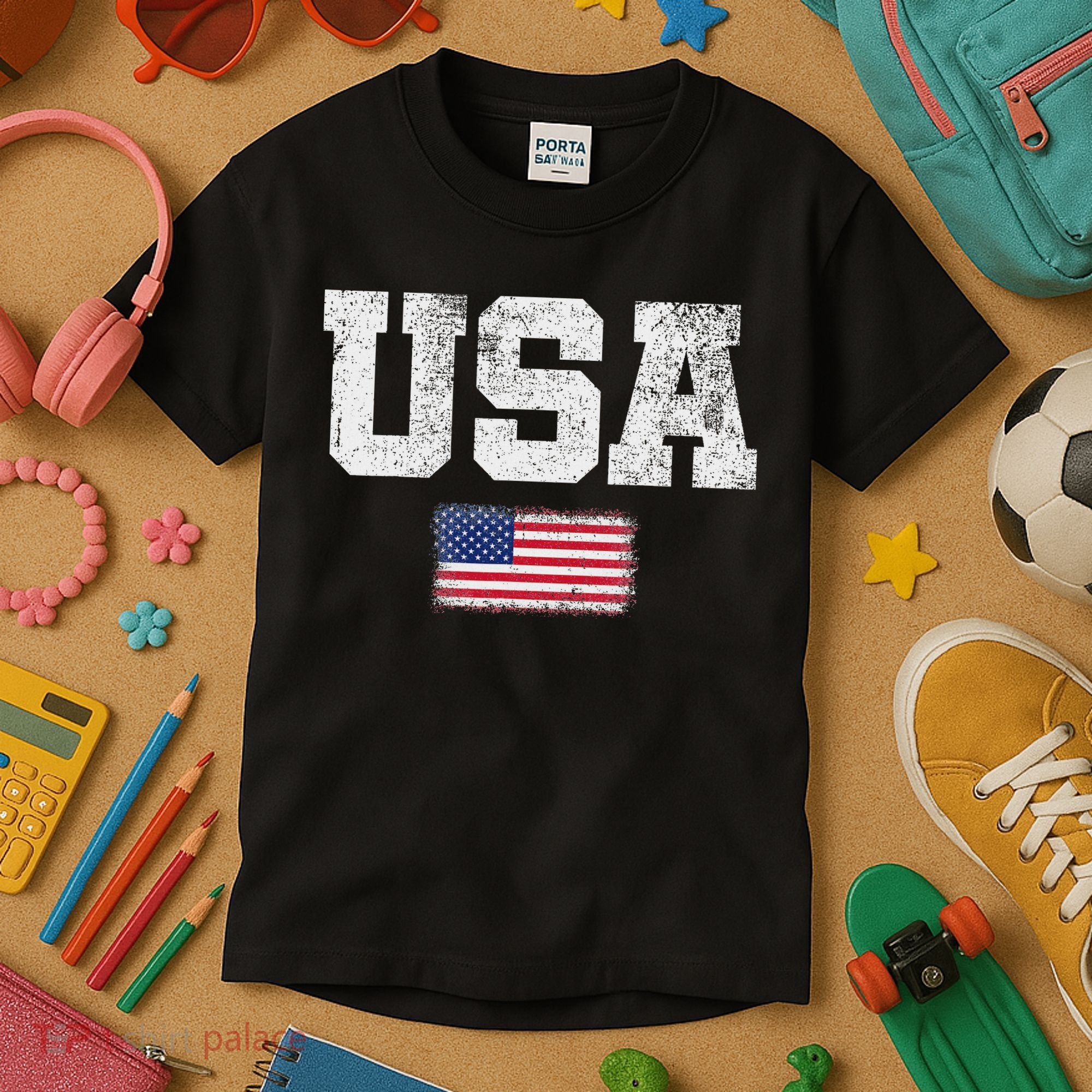 Usa Women Patriotic American Us Flag July 4th Kids T-Shirt