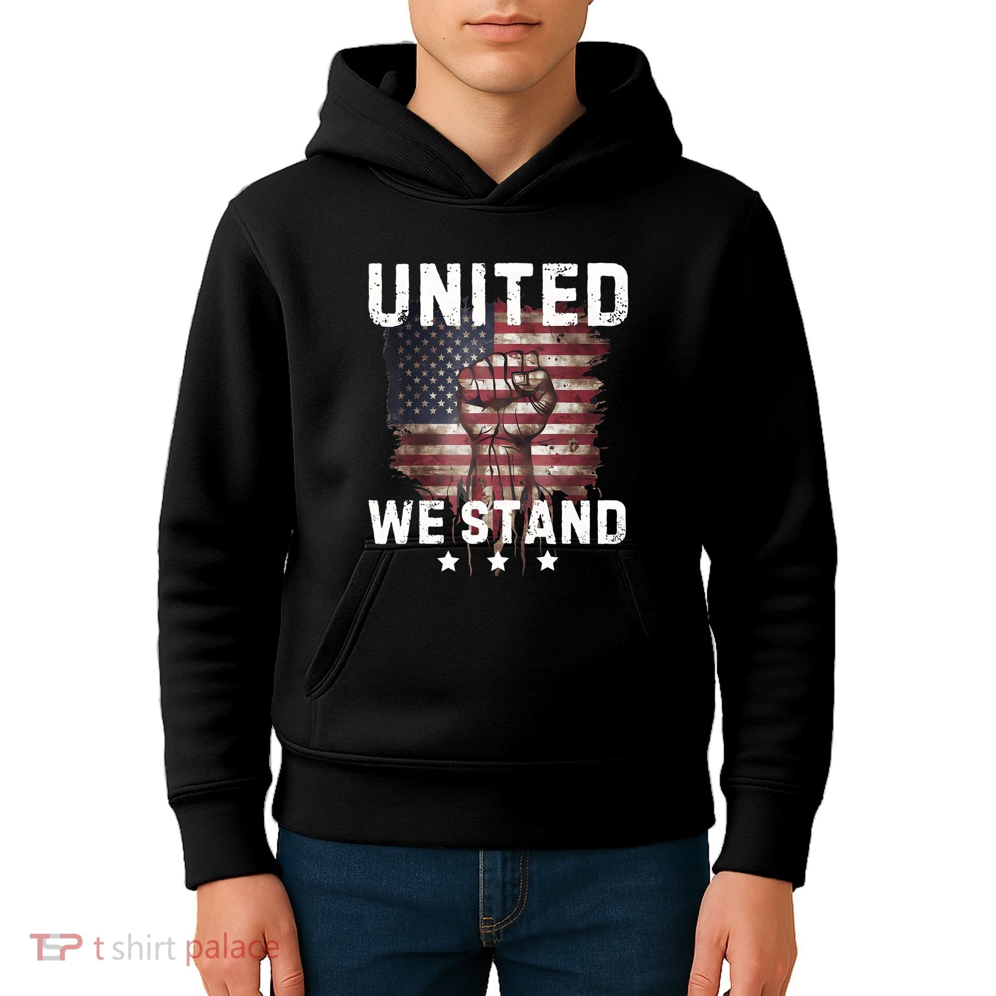 United We Stand Patriotic Gift For Usa Flag Kids Hoodie