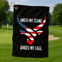 United We Stand Divided We Fall Usa Flag Golf Towel thumb 1