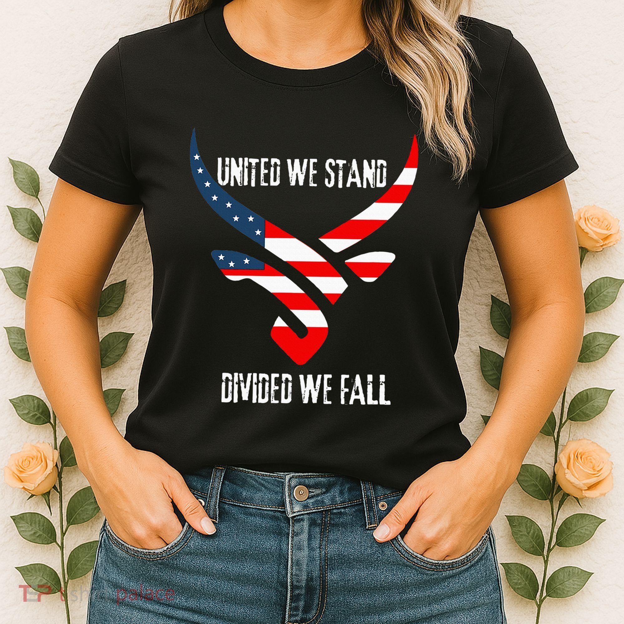 United We Stand Divided We Fall Usa Flag Women's T-Shirt