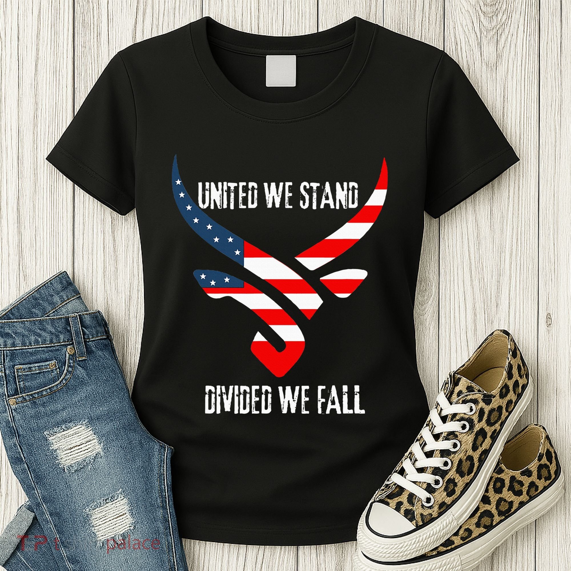 United We Stand Divided We Fall Usa Flag Women's T-Shirt