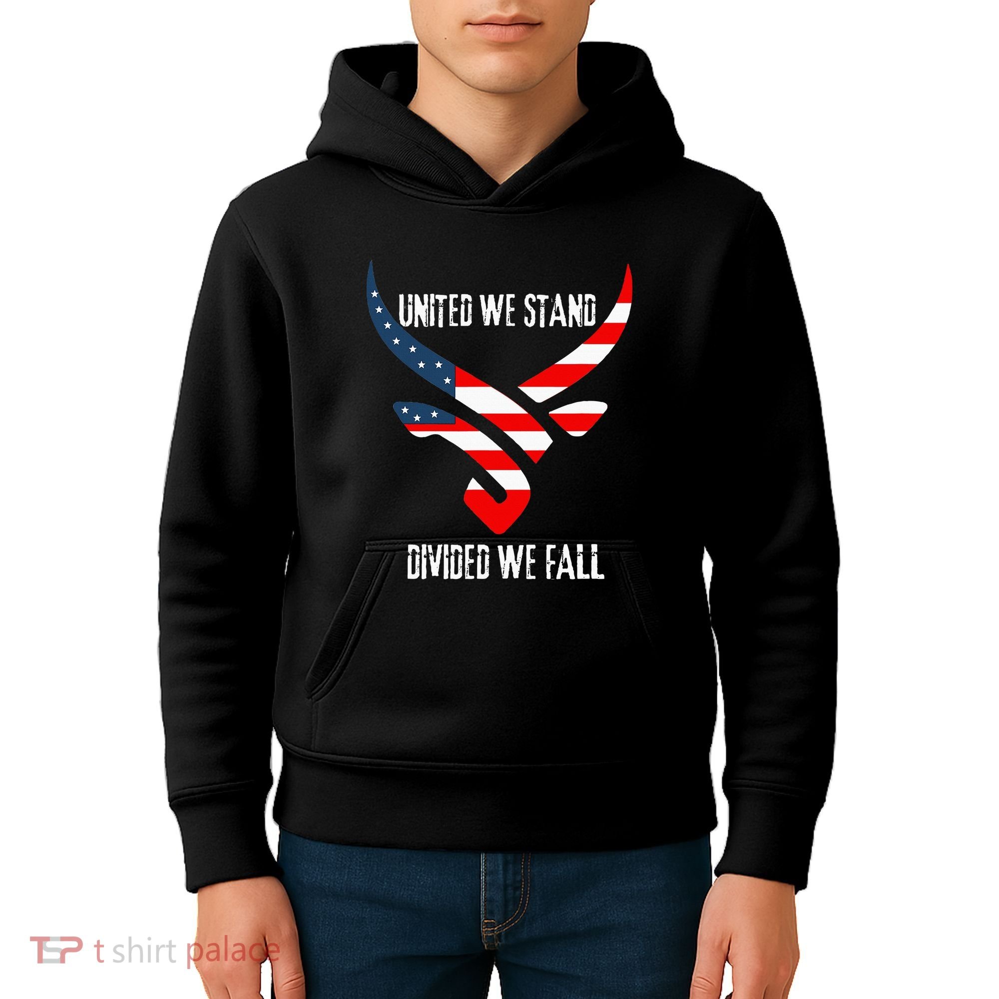 United We Stand Divided We Fall Usa Flag Kids Hoodie