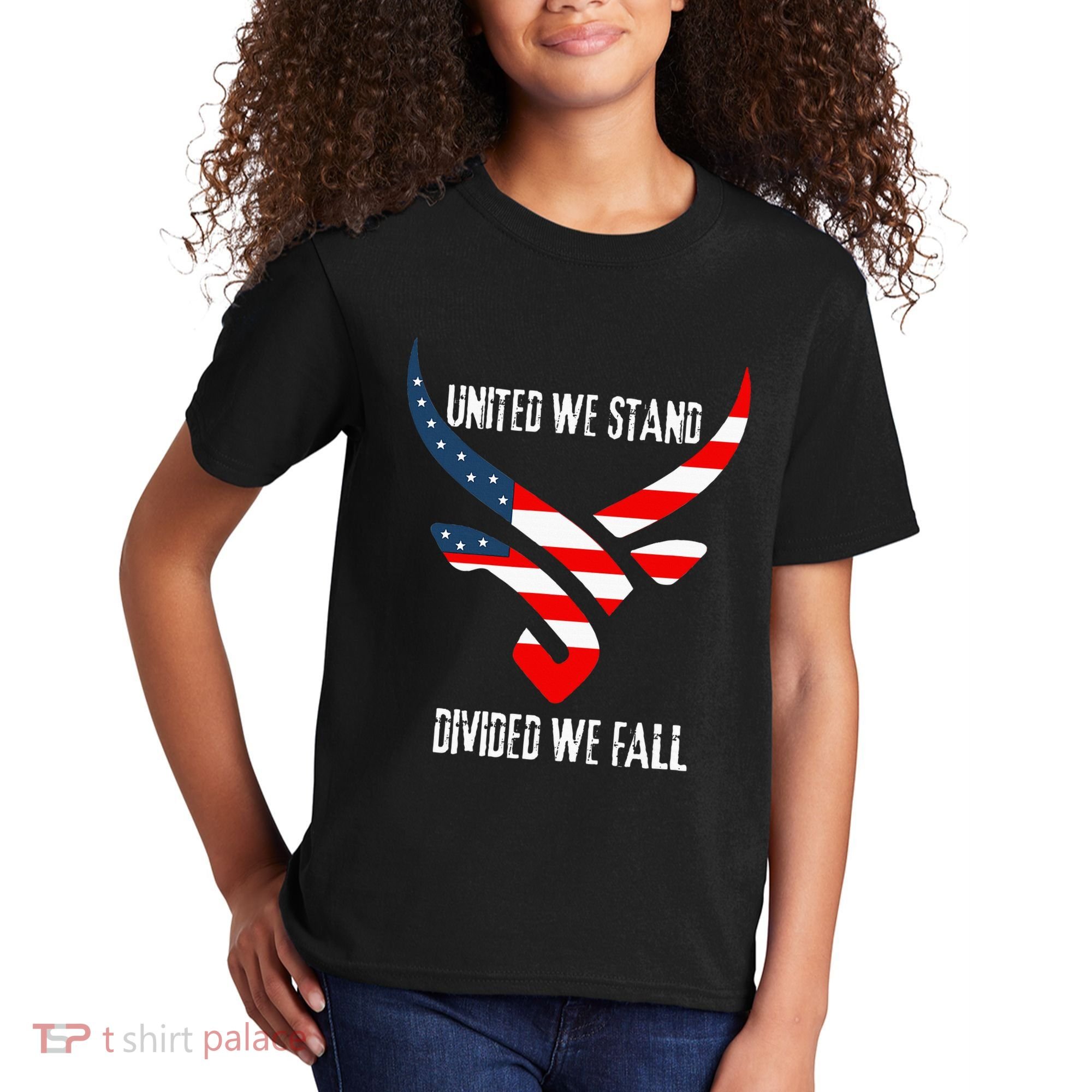 United We Stand Divided We Fall Usa Flag Kids T-Shirt