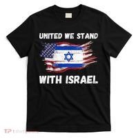 United We Stand With Israel Israeli American USA Flag T-Shirt thumb 0