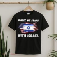 United We Stand With Israel Israeli American USA Flag T-Shirt thumb 2