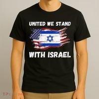 United We Stand With Israel Israeli American USA Flag T-Shirt thumb 3