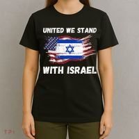 United We Stand With Israel Israeli American USA Flag T-Shirt thumb 4
