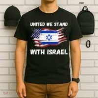 United We Stand With Israel Israeli American USA Flag T-Shirt thumb 6