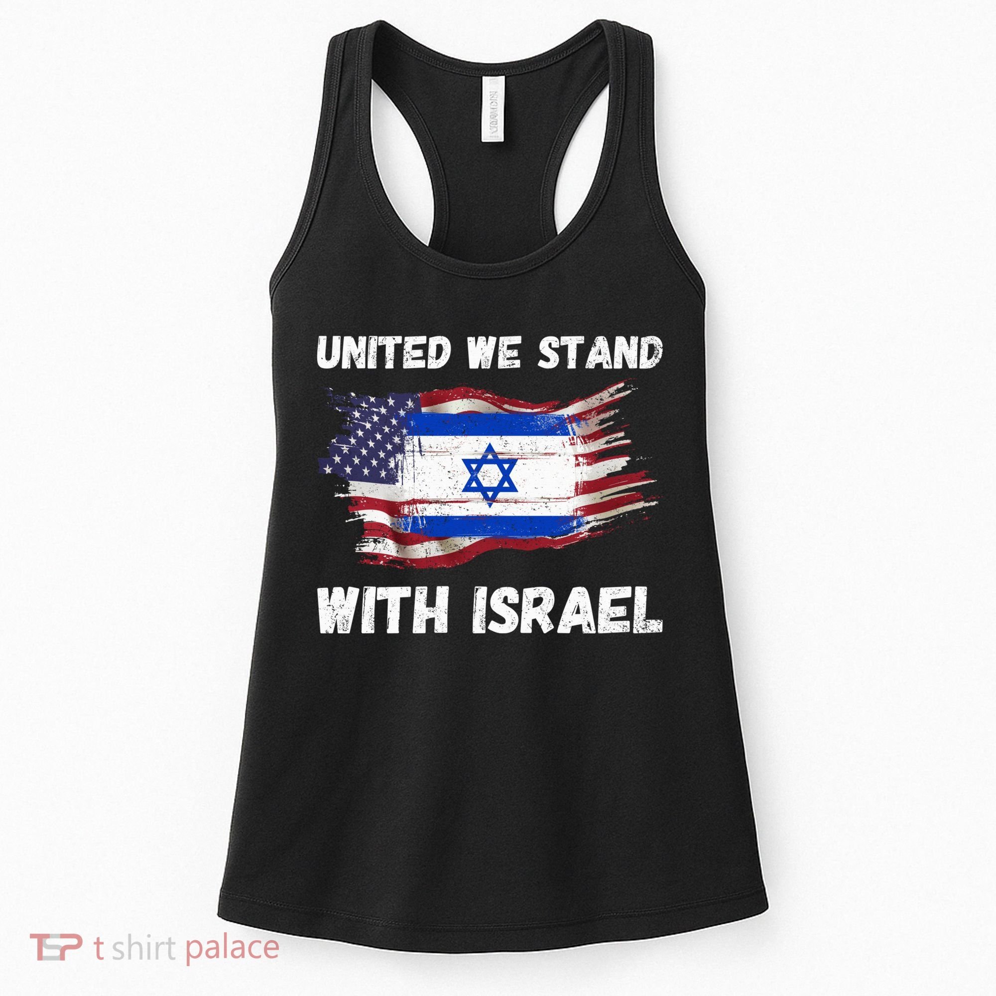 United We Stand With Israel Israeli American USA Flag Women's Tank Top