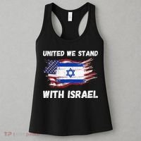 United We Stand With Israel Israeli American USA Flag Women's Tank Top thumb 3