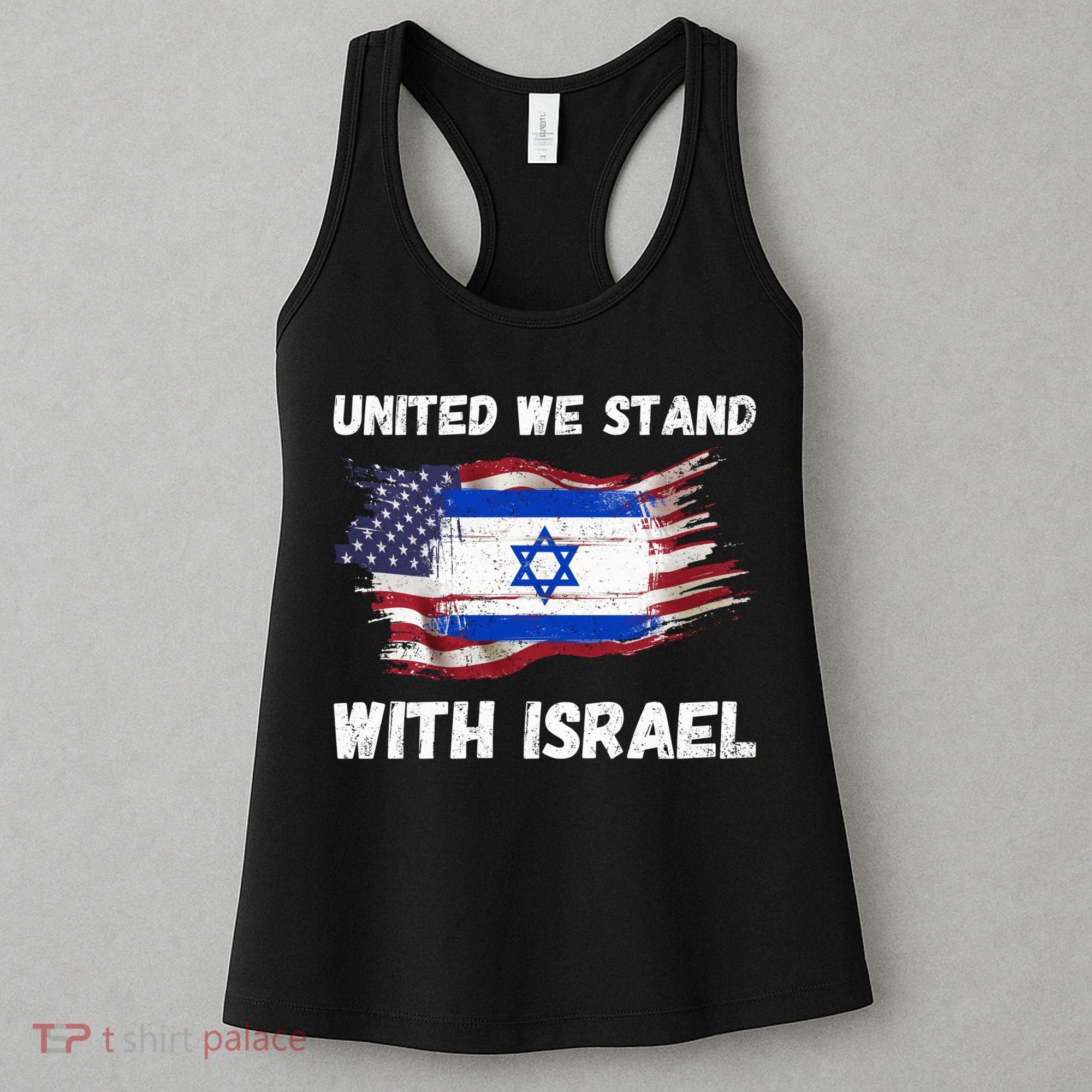 United We Stand With Israel Israeli American USA Flag Women's Tank Top
