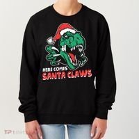 Ugly Xmas Dinosaur Here Comes Santa Claws Claus Gift Women's Sweatshirt thumb 0