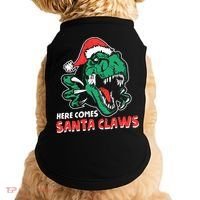 Ugly Xmas Dinosaur Here Comes Santa Claws Claus Gift Doggie Tank thumb 0