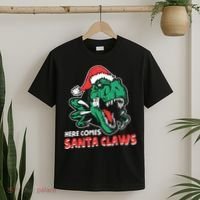 Ugly Xmas Dinosaur Here Comes Santa Claws Claus Gift T-Shirt thumb 2