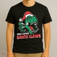 Ugly Xmas Dinosaur Here Comes Santa Claws Claus Gift T-Shirt thumb 3