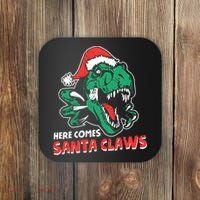 Ugly Xmas Dinosaur Here Comes Santa Claws Claus Gift Coaster thumb 0