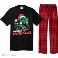 Ugly Xmas Dinosaur Here Comes Santa Claws Claus Gift Pajama Set thumb 0