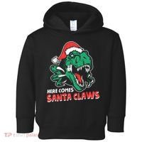 Ugly Xmas Dinosaur Here Comes Santa Claws Claus Gift Toddler Hoodie thumb 0