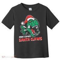 Ugly Xmas Dinosaur Here Comes Santa Claws Claus Gift Toddler T-Shirt thumb 0