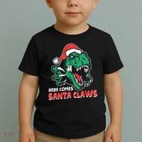 Ugly Xmas Dinosaur Here Comes Santa Claws Claus Gift Toddler T-Shirt thumb 2