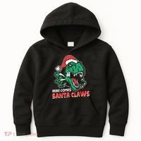Ugly Xmas Dinosaur Here Comes Santa Claws Claus Gift Kids Hoodie thumb 0