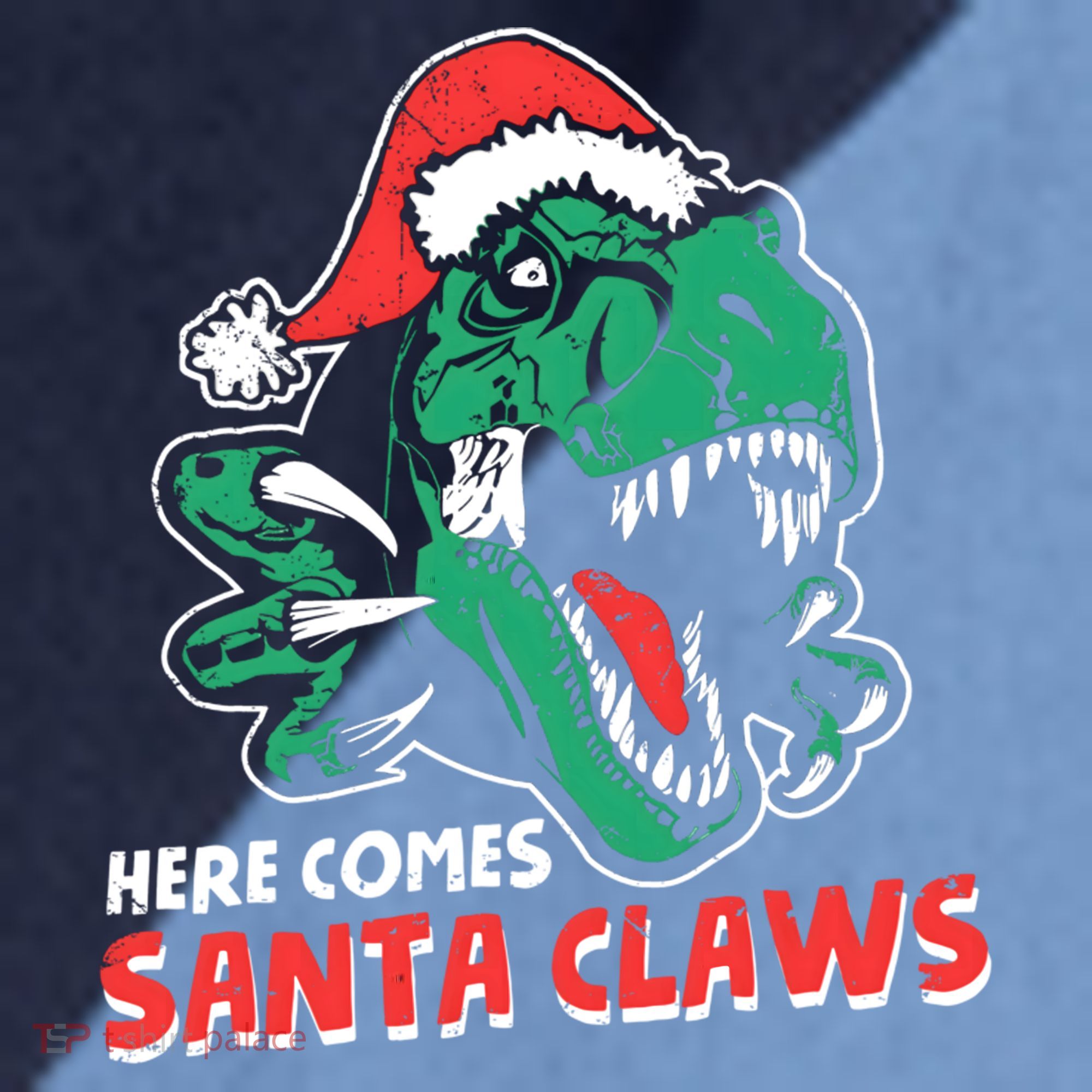 Ugly Xmas Dinosaur Here Comes Santa Claws Claus Gift Raglan Baseball Sleeve Shirt