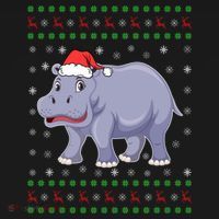 Ugly Xmas Hippo Graphic Funny Ugly Sweater Christmas Cute Gift Ornament thumb 1