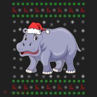 Ugly Xmas Hippo Graphic Funny Ugly Sweater Christmas Cute Gift Hat thumb 2