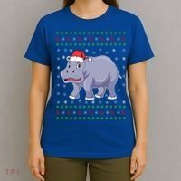 Ugly Xmas Hippo Graphic Funny Ugly Sweater Christmas Cute Gift T-Shirt thumb 4